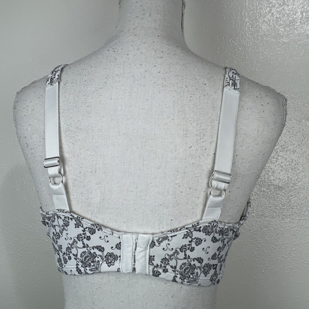 Bali Bra Women 38DD Black White Floral Print Wired Unpadded - Picture 9 of 13